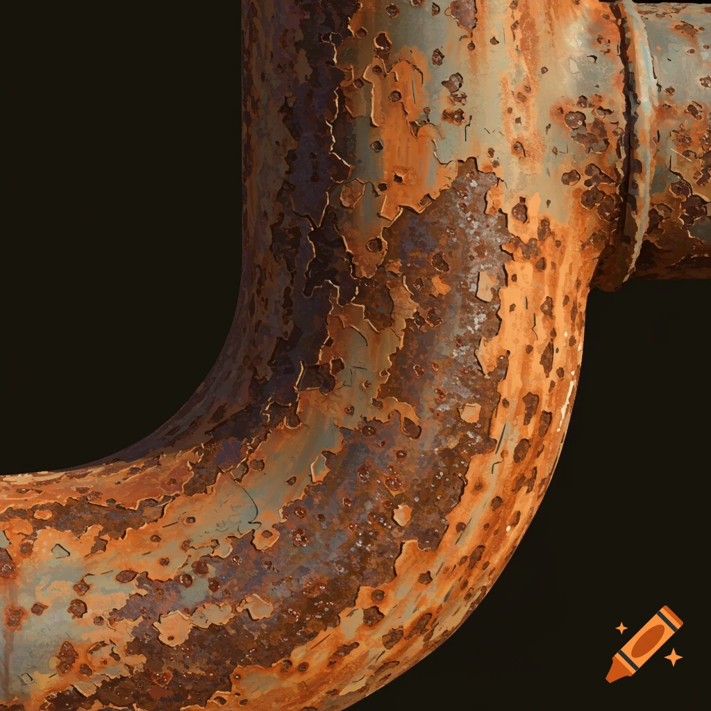 Close-up of a very rusty metal pipe