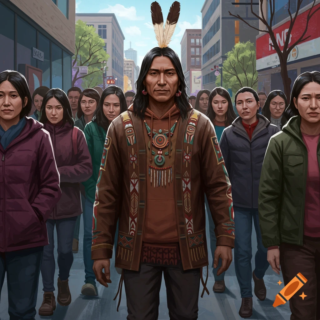 A man walking confidently on a city street as people watch him.