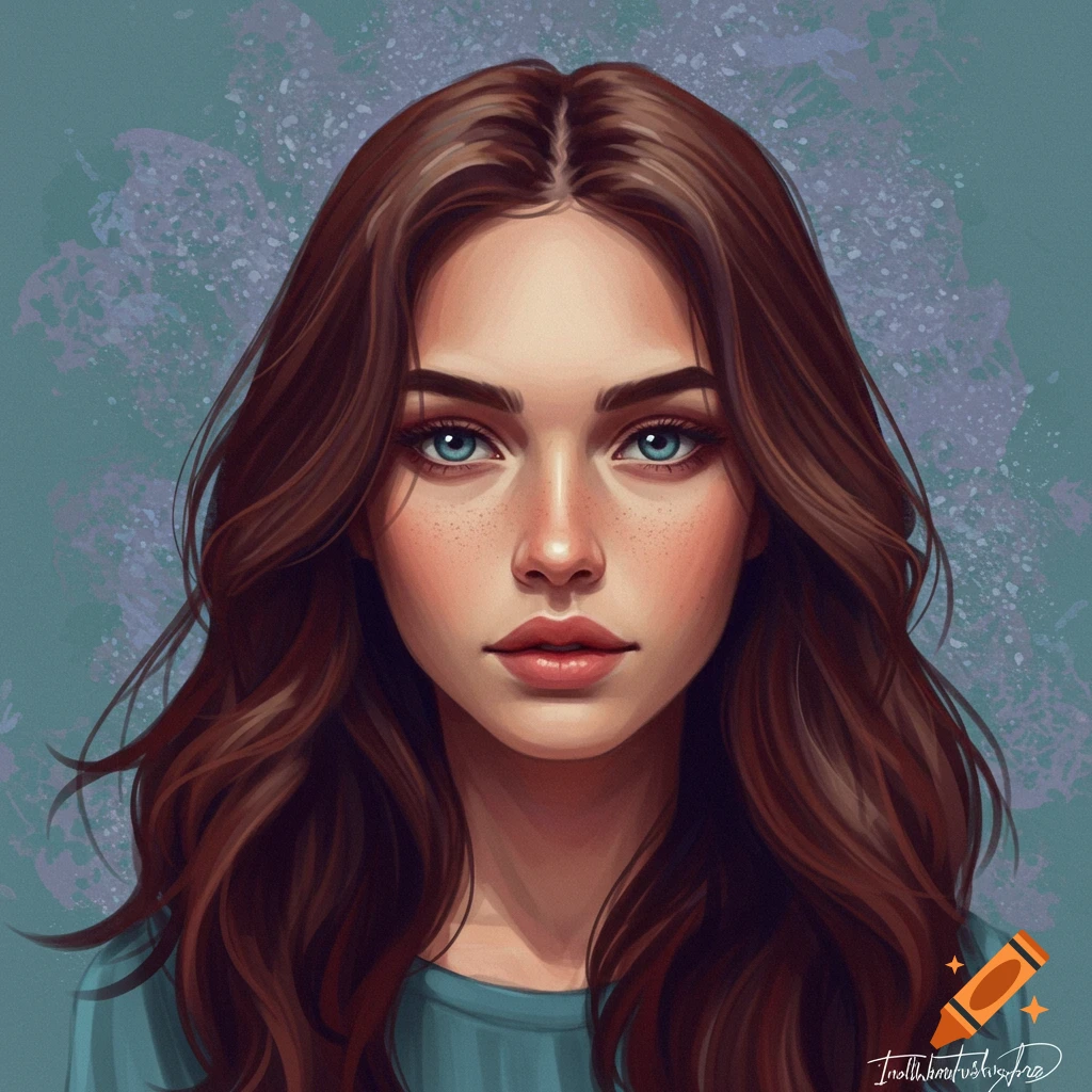 A young woman with brown hair and blue eyes