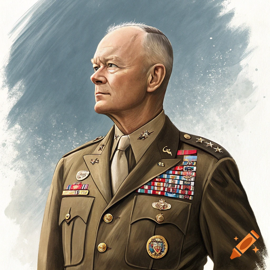 Painted portrait of a military general in uniform displaying numerous medals.