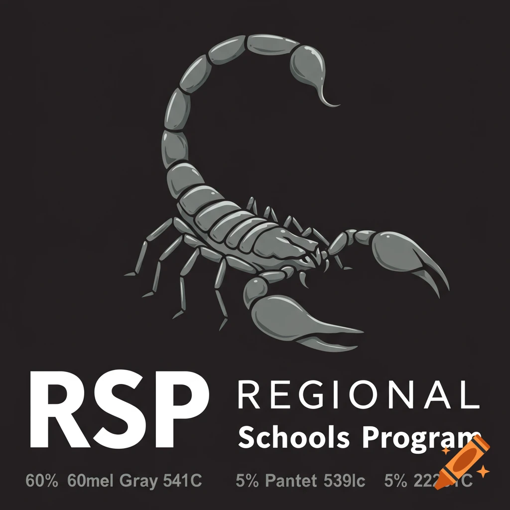 A stylized grey scorpion logo above the text "RSP REGIONAL Schools Program" and other smaller text.