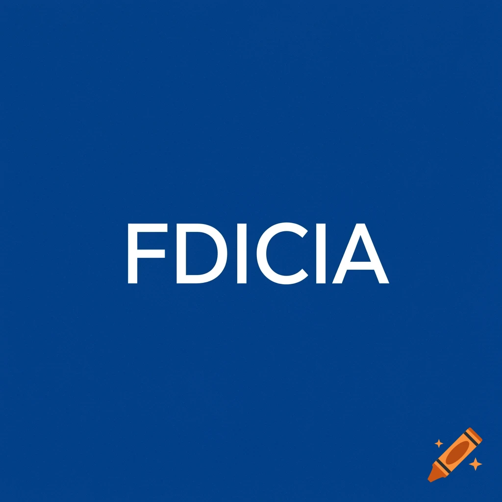 White text FDICIA centered on a solid blue background.