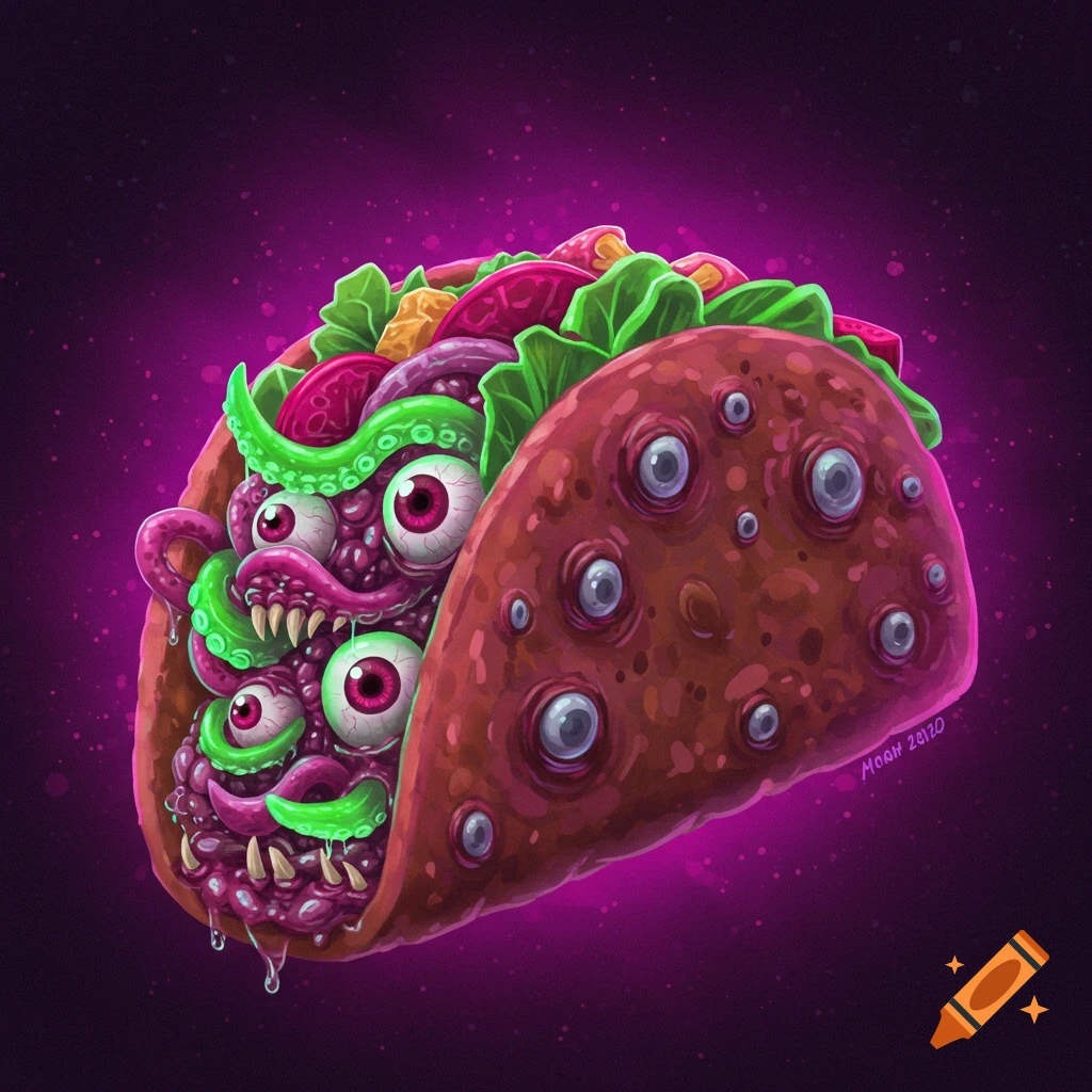 A monster taco filled with eyeballs and tentacles