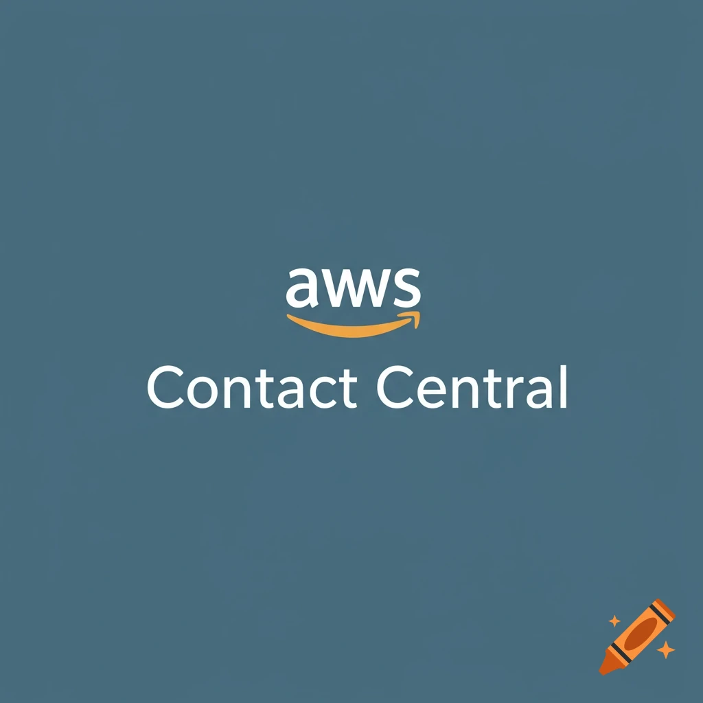 A logo with the text "aws Contact Central" and an orange arrow below "aws".