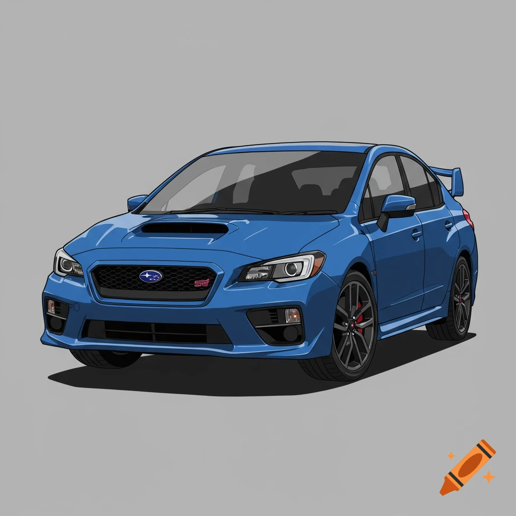 Blue Subaru WRX STI car vector art illustration