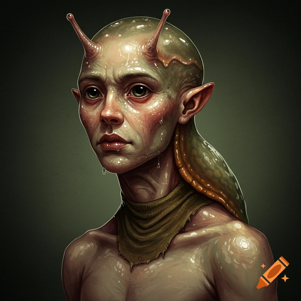 Creature with human and slug features.