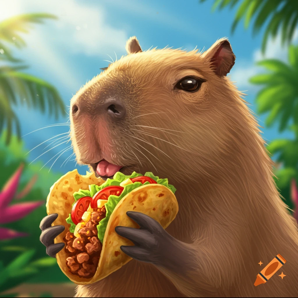 A capybara eating a taco