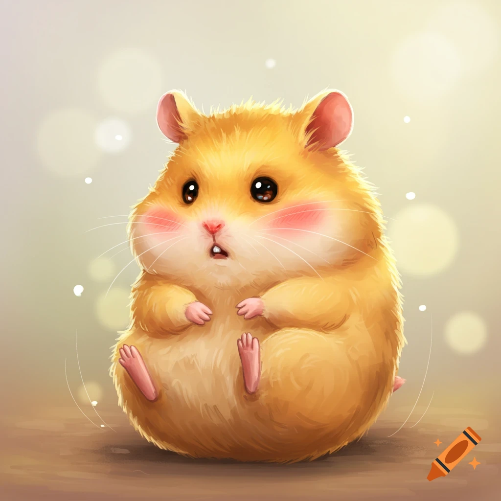 Cute hamster holding its leg with a surprised expression.