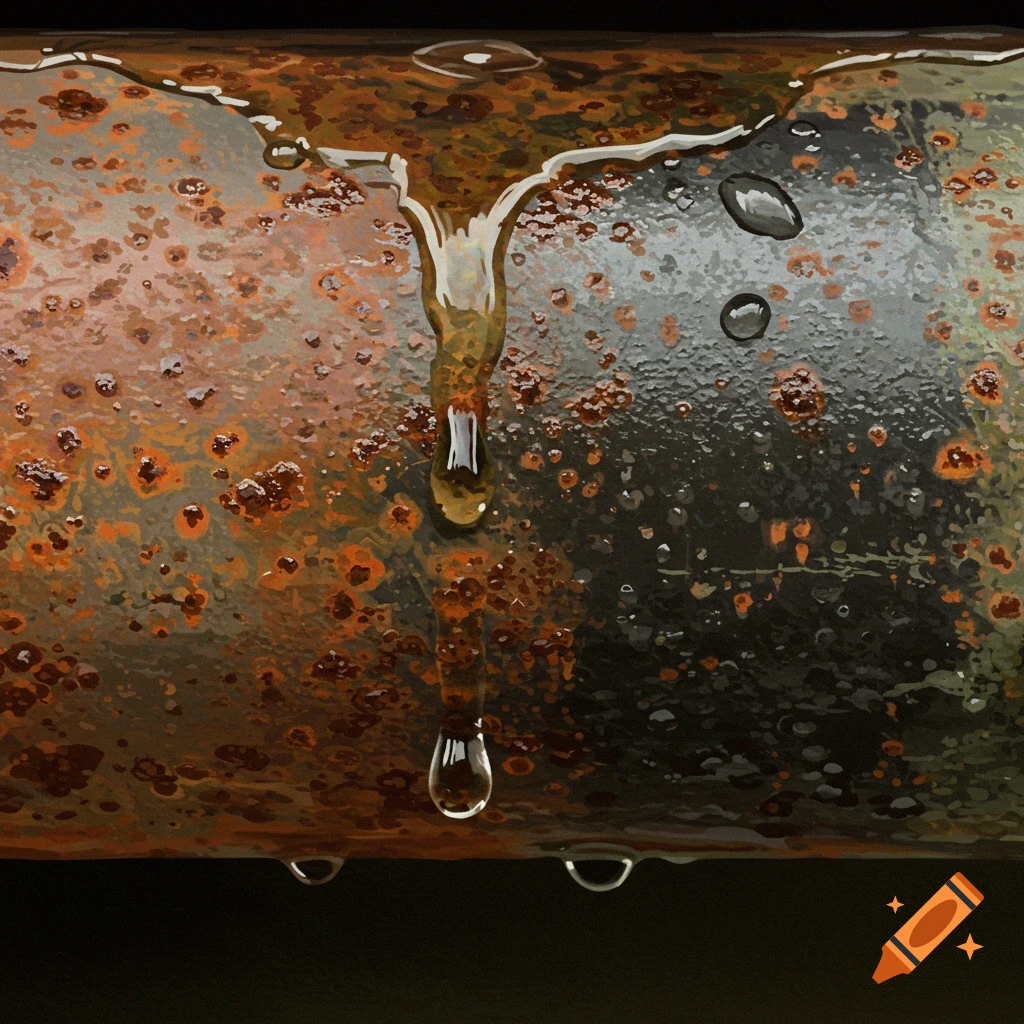 Close-up of water dripping from a rusty pipe