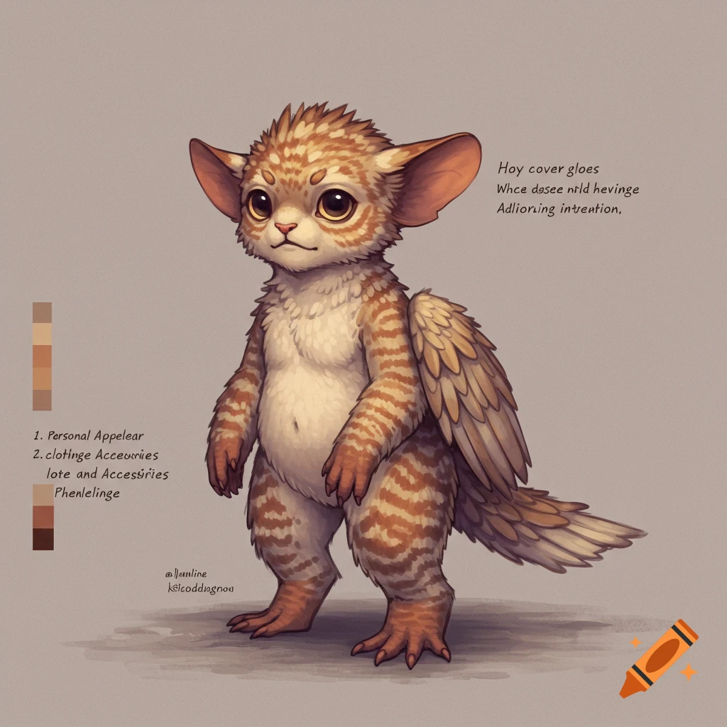 A small, furry fantasy creature with wings.