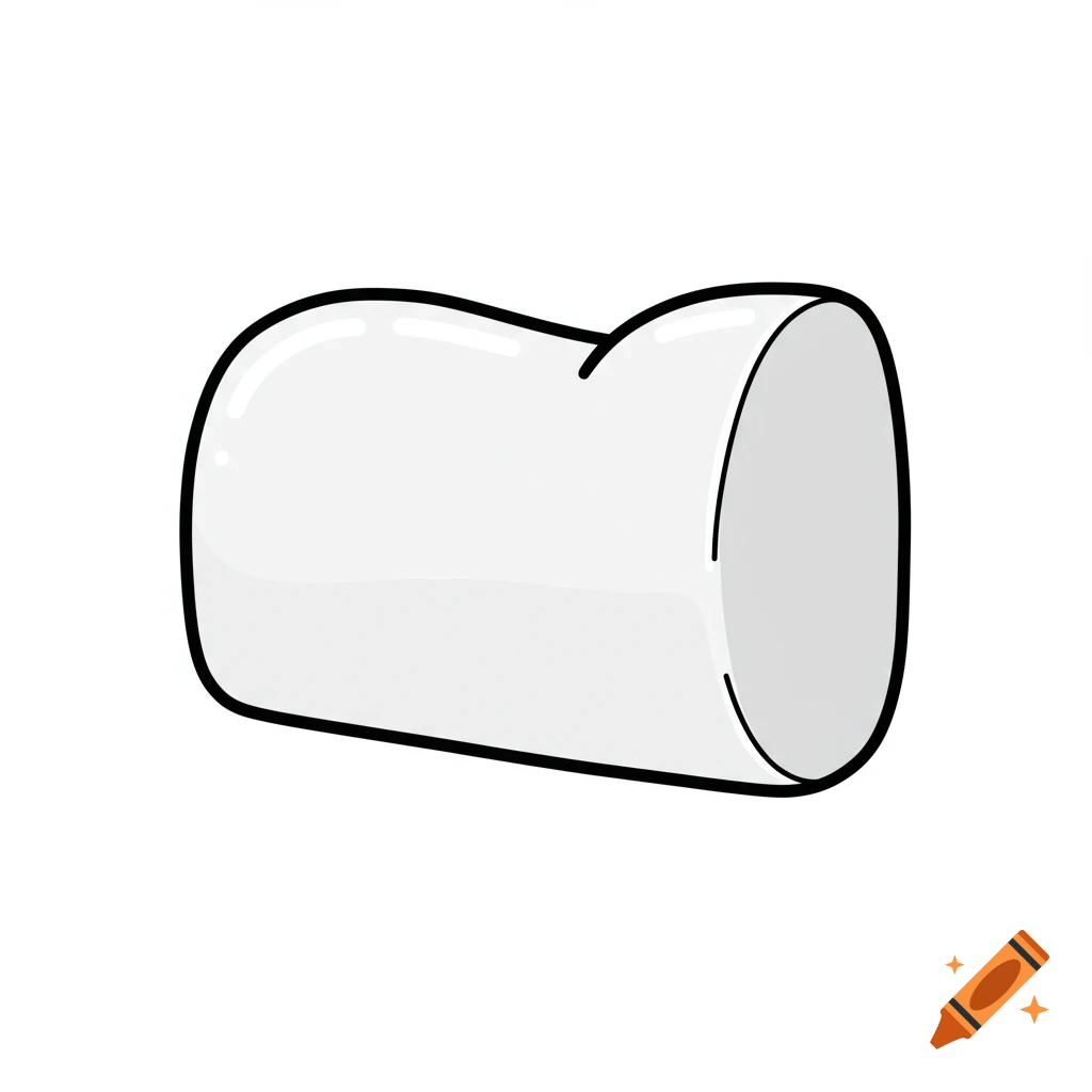 Simple 2D illustration of a white rounded object with black outline.