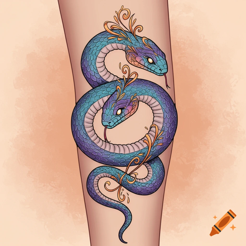 Two Snakes Tattoo, image size:1024x1024