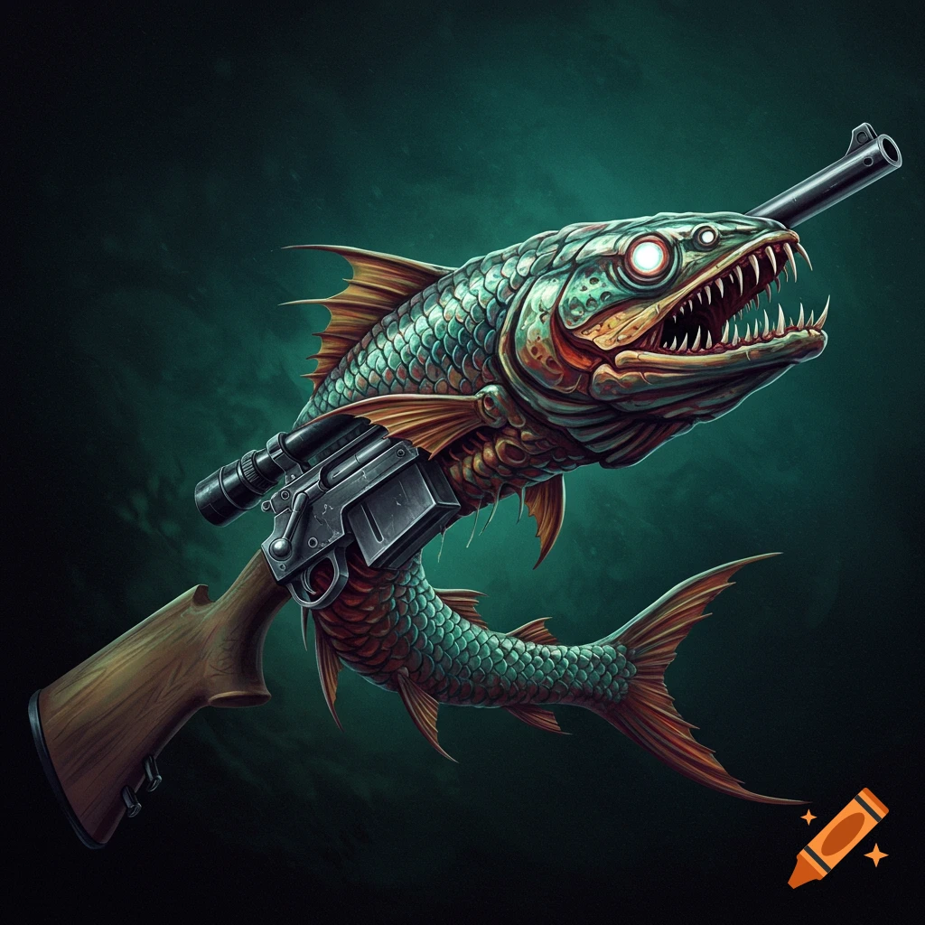 A monstrous fish creature with a rifle body.