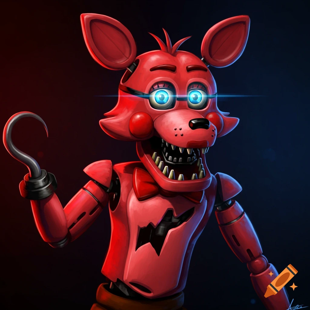 Foxy, the red animatronic fox with an eye patch and hook. on Craiyon
