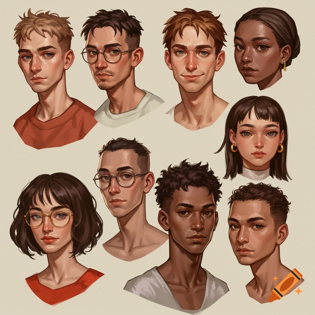 Eight headshots of young men and women.