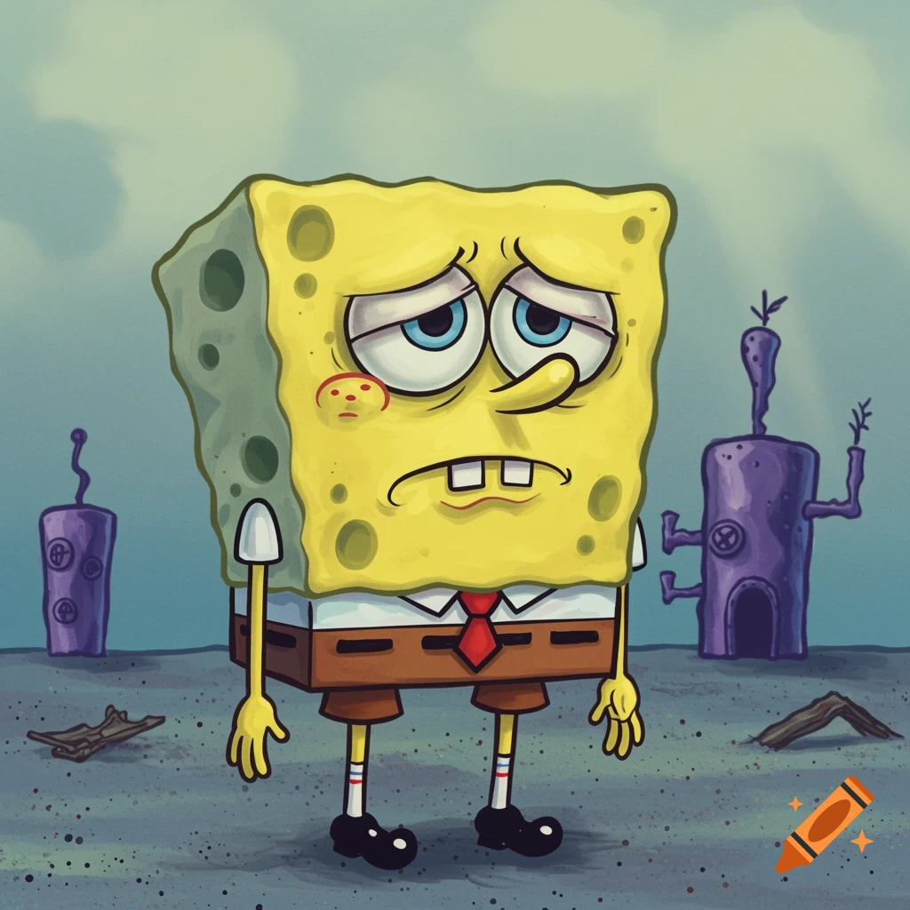A sad Spongebob Squarepants.