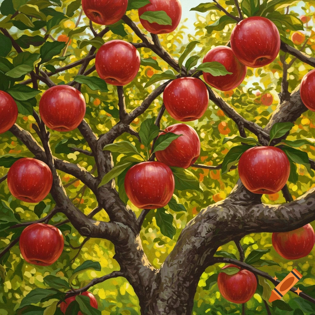 Red apples on an apple tree
