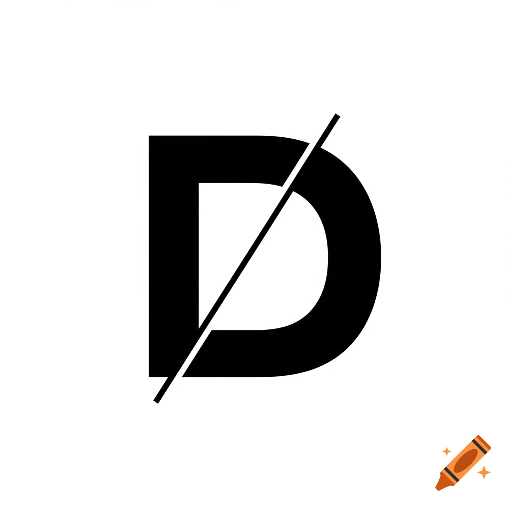 A black capital letter D with a diagonal line through it on a white background.