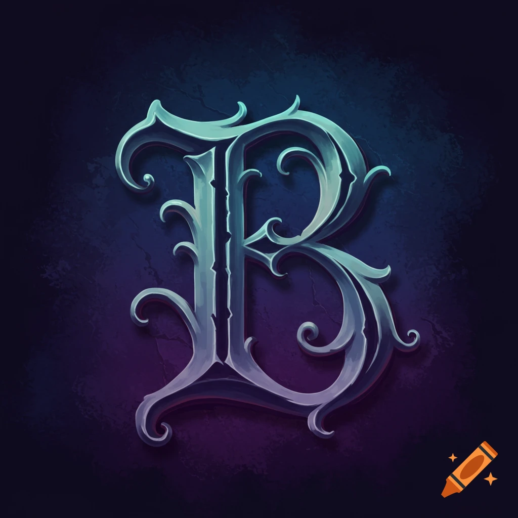 Ornate capital letter B on a dark background