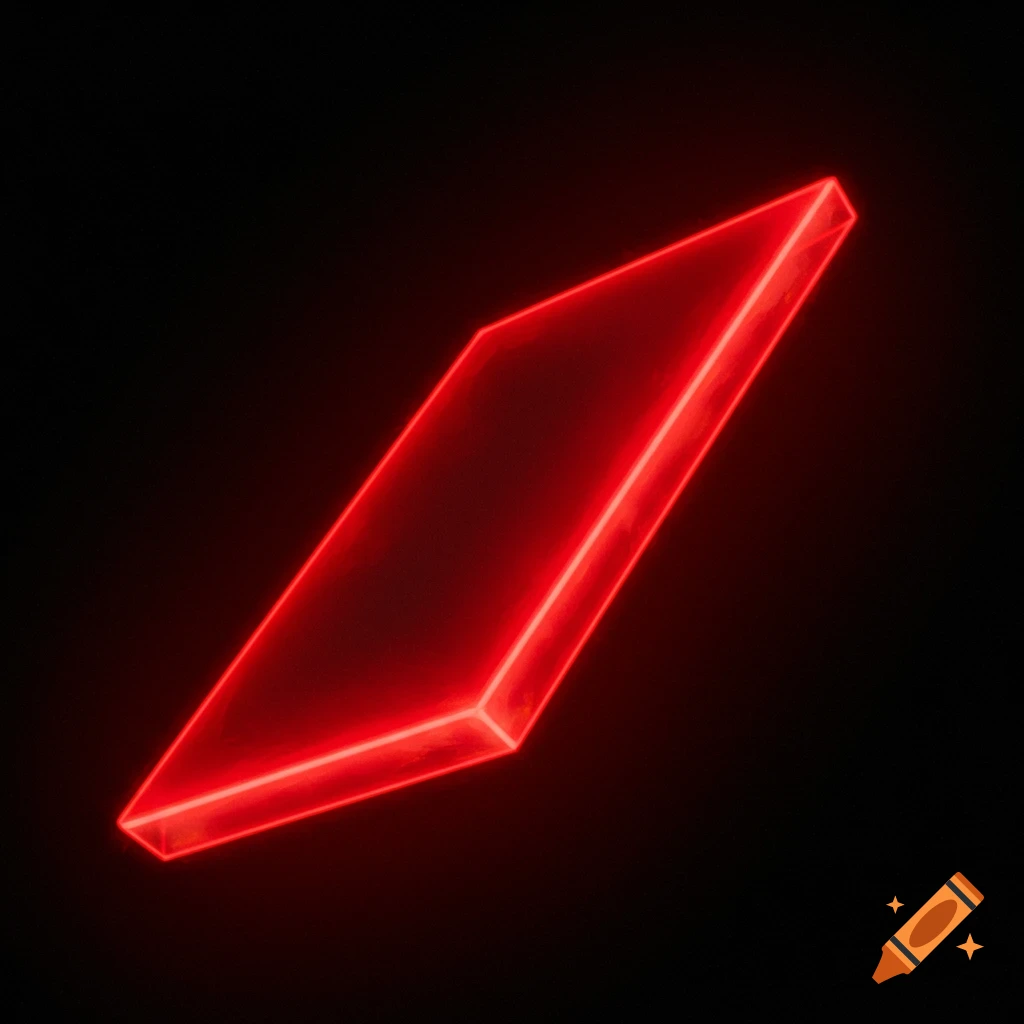 A glowing red geometric shape on a black background.