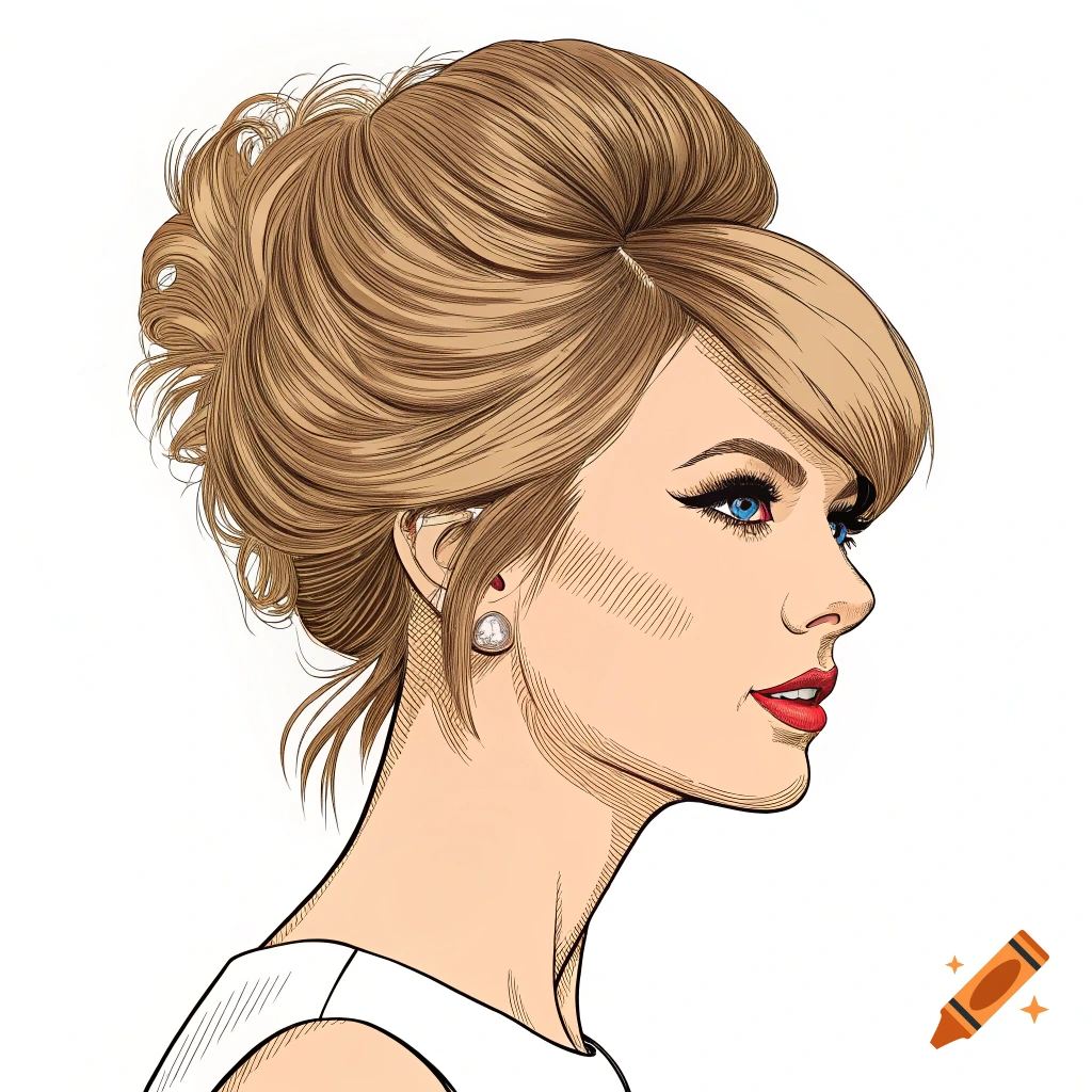 Side profile vector illustration of a woman with a beehive hairstyle.
