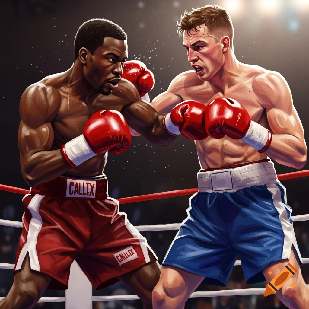 Two boxers in a ring.