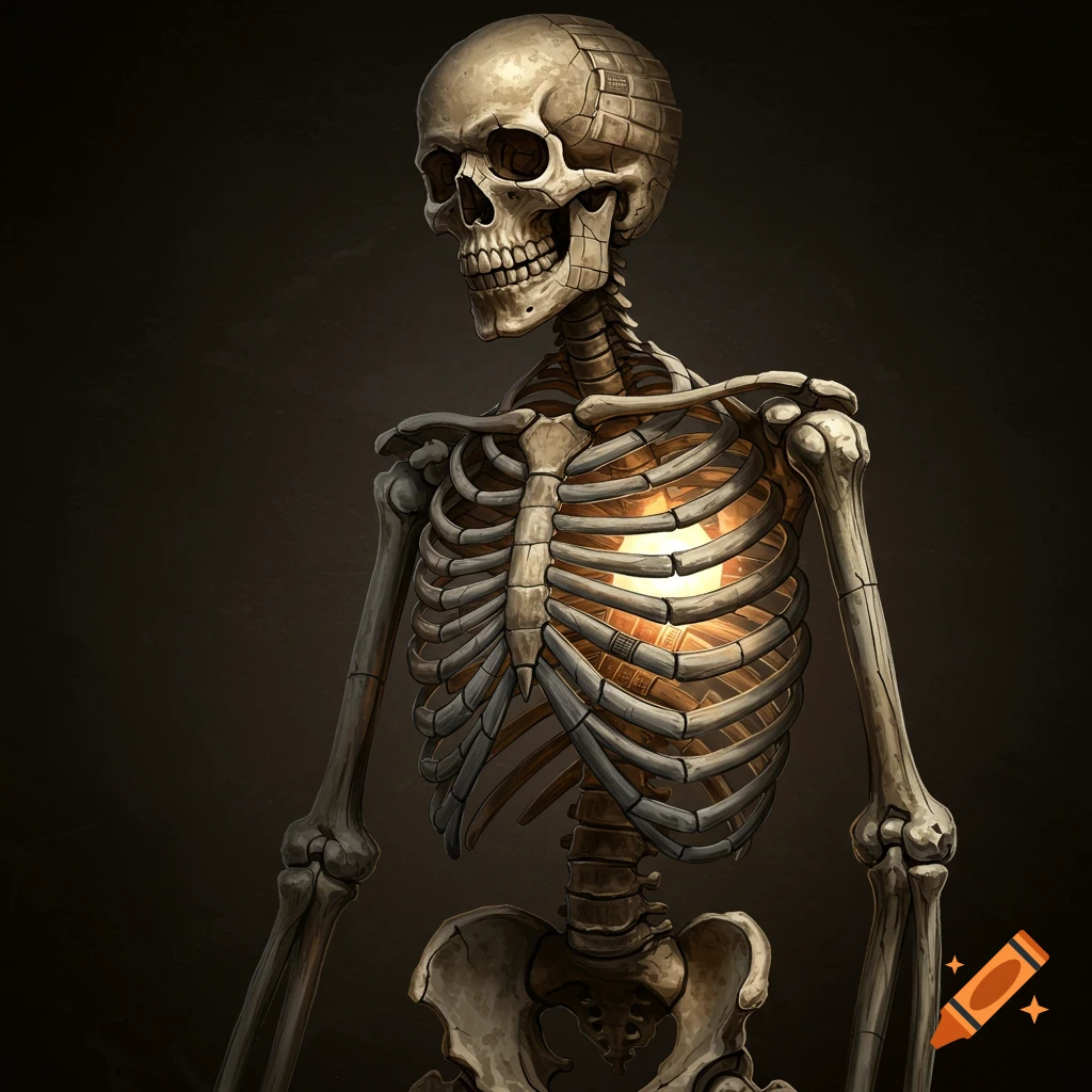 A skeleton made of books