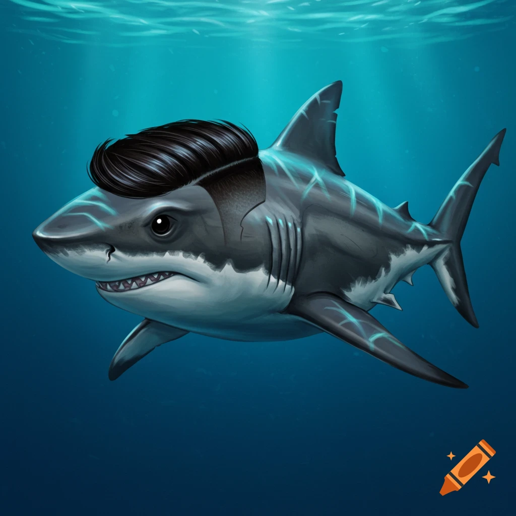 A shark with a haircut swimming underwater