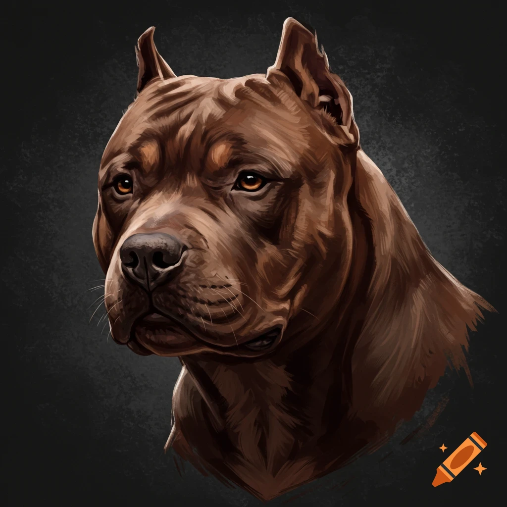 A tough-looking brown dog's head with cropped ears.