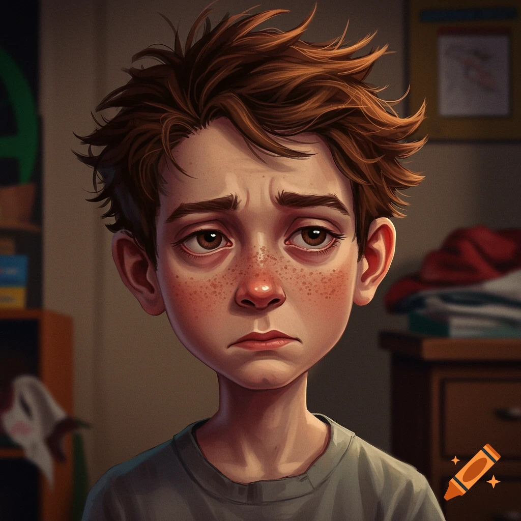 Portrait of a sad young boy.