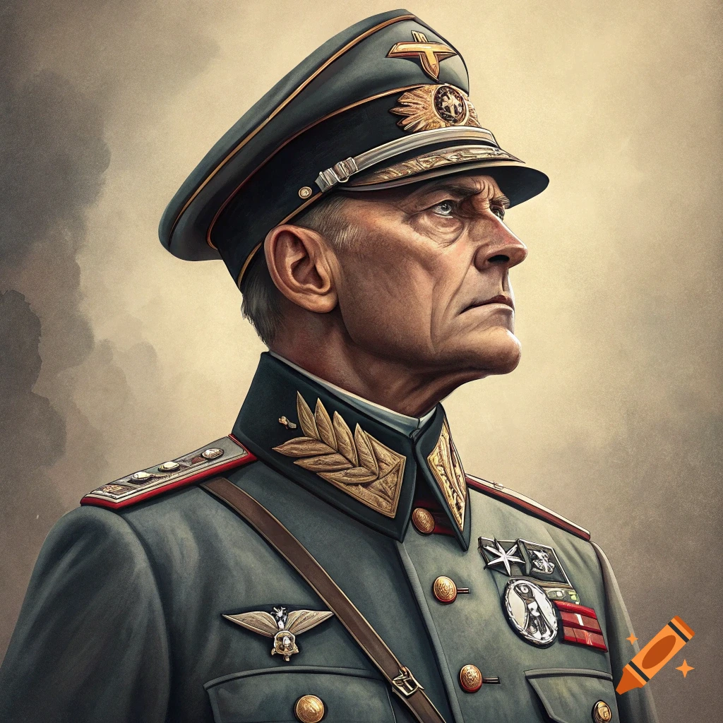 Portrait of a man in a World War 2 German general's uniform.