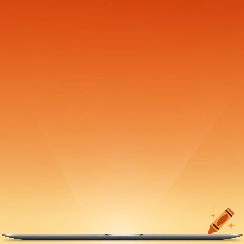 An orange and yellow gradient background with the bottom edge of a silver laptop visible at the bottom.