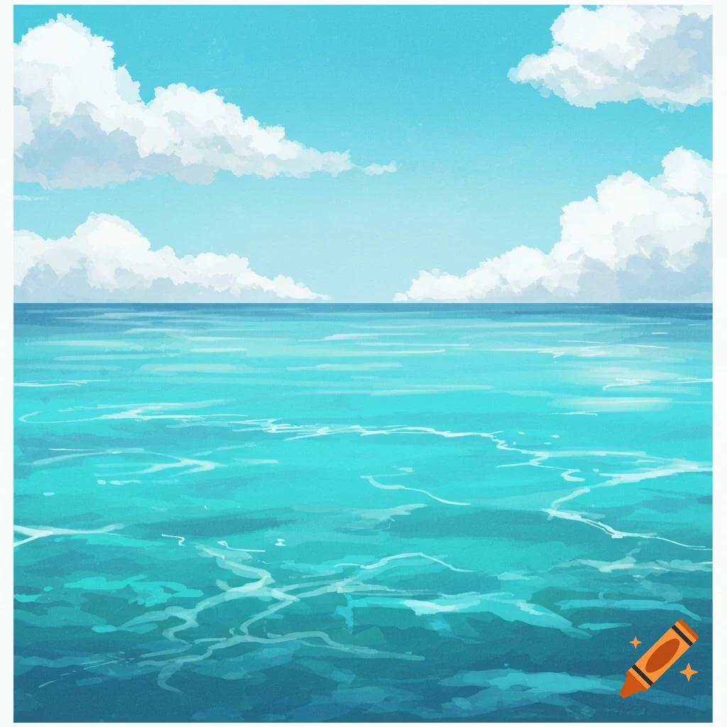 A turquoise ocean under a blue sky with clouds.