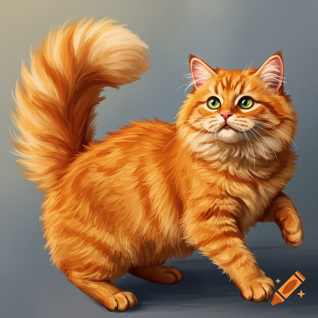 An orange cat is looking up