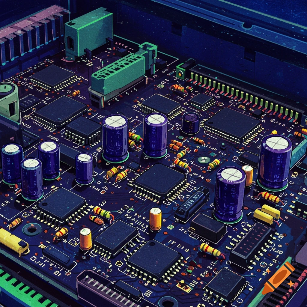 Detailed image of a computer circuit board.