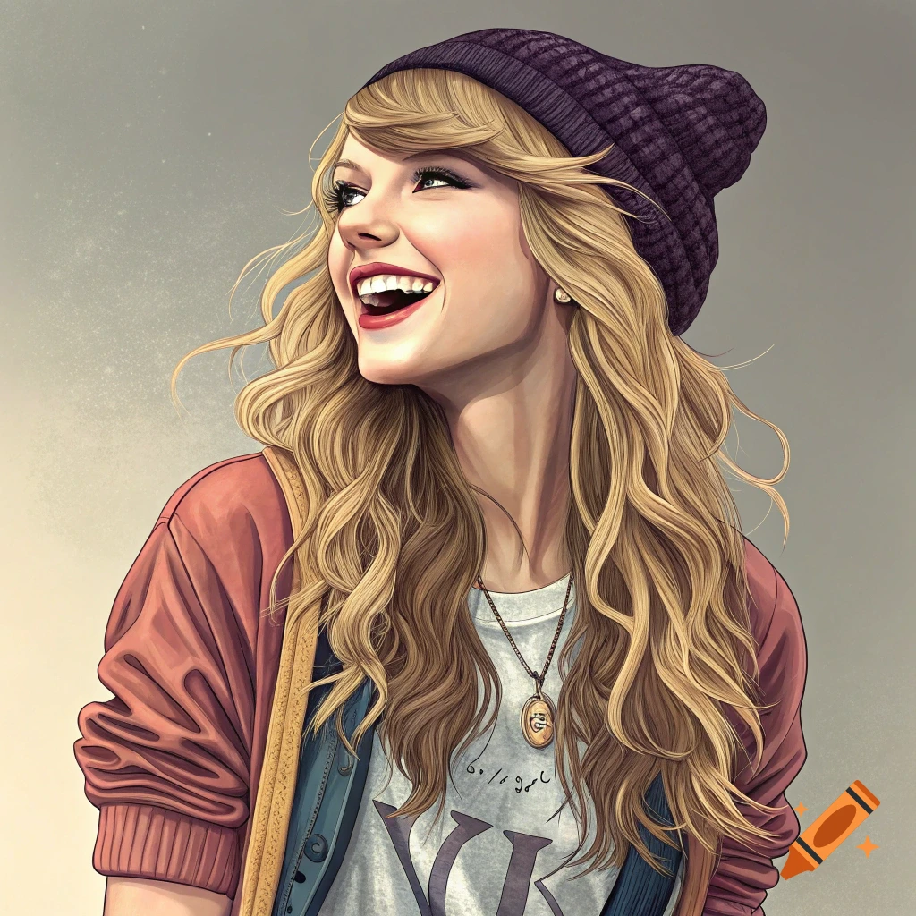 Stylized portrait of a young woman in a beanie smiling