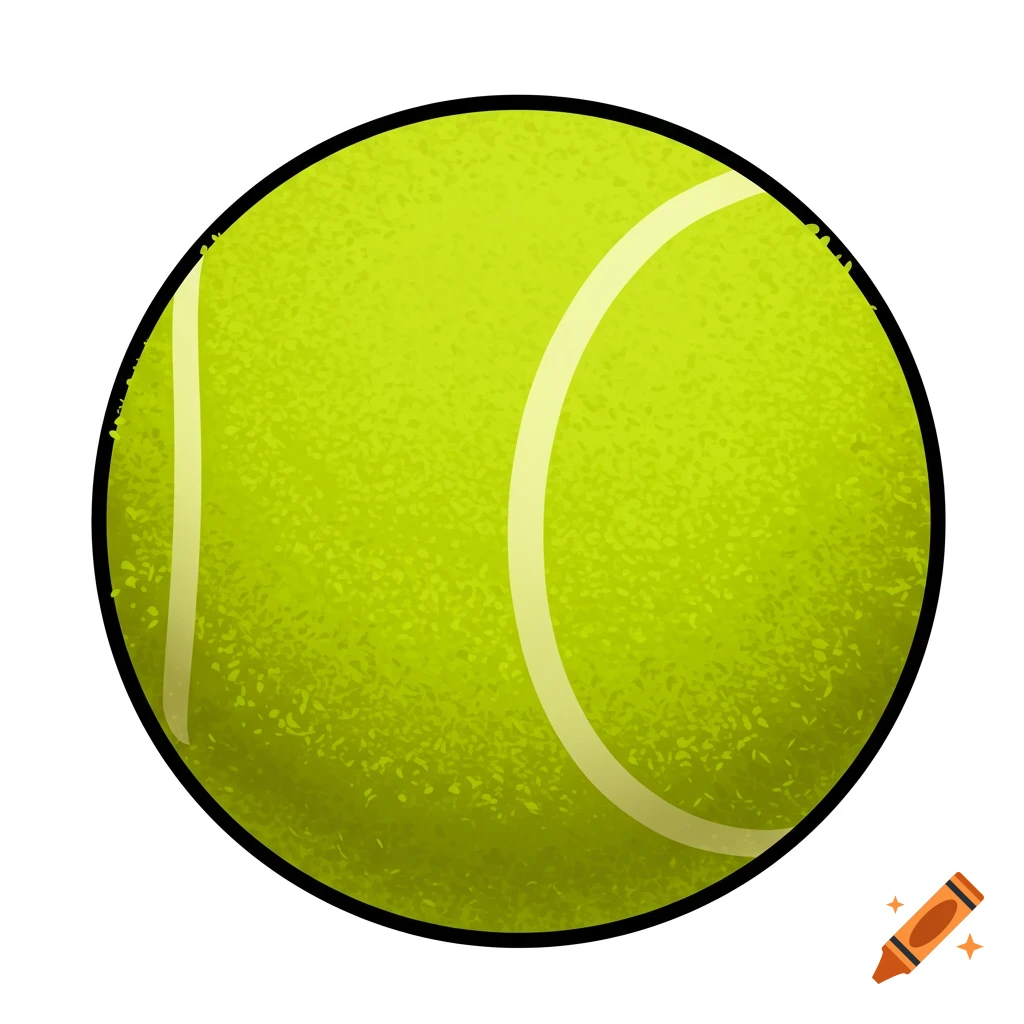 Illustration of a tennis ball with seams and a black outline