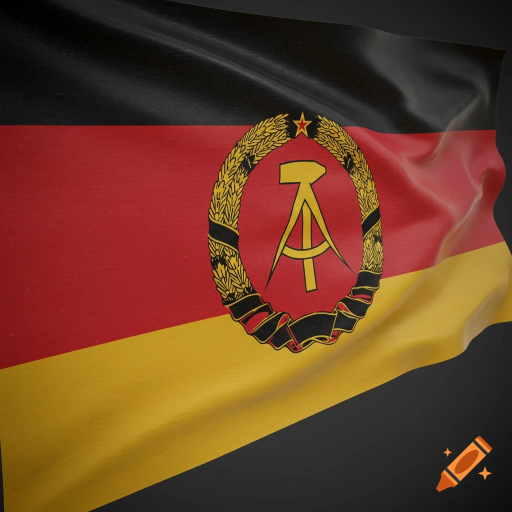 The flag of East Germany waving.