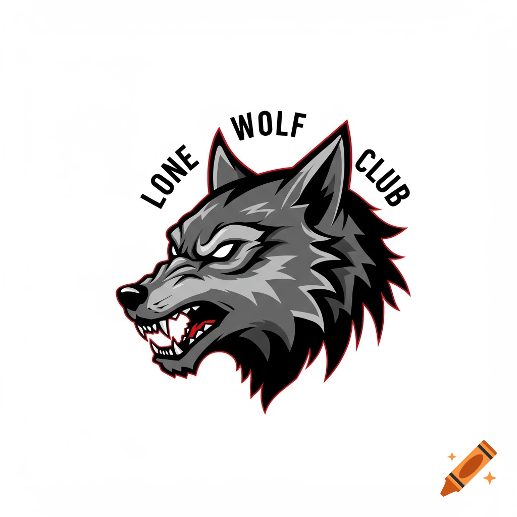 Stylized logo of a grey wolf head with red accents and the text "LONE WOLF CLUB" around it.