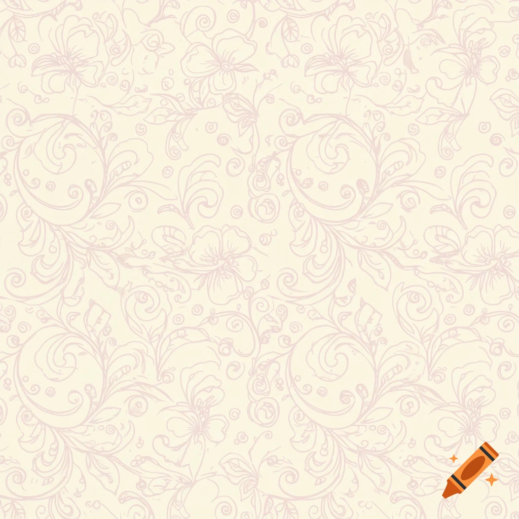 Light pink line art floral pattern on a pale yellow background.
