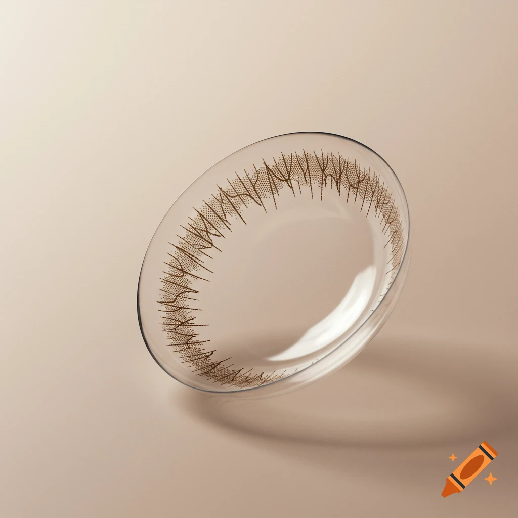 A close-up studio shot of a brown contact lens on a neutral background.