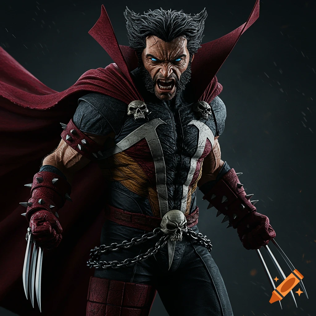 Digital render of a character similar to Wolverine wearing Spawn's costume