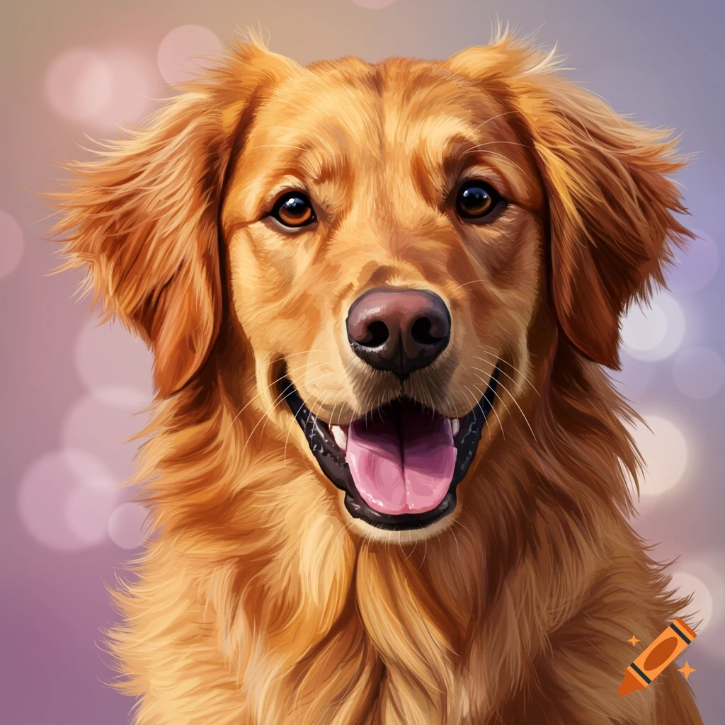 A close-up of a golden retriever smiling