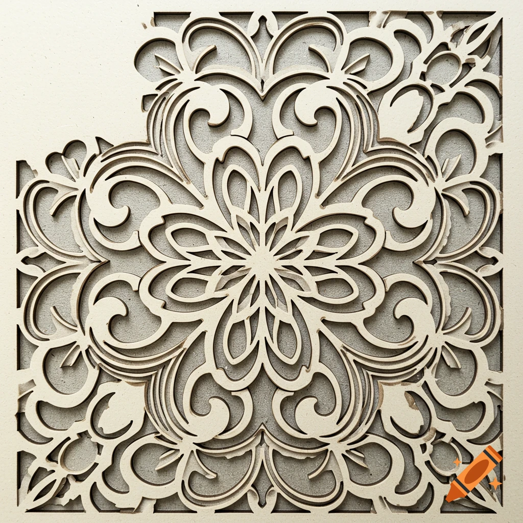 Close-up of a complex decorative laser-cut pattern
