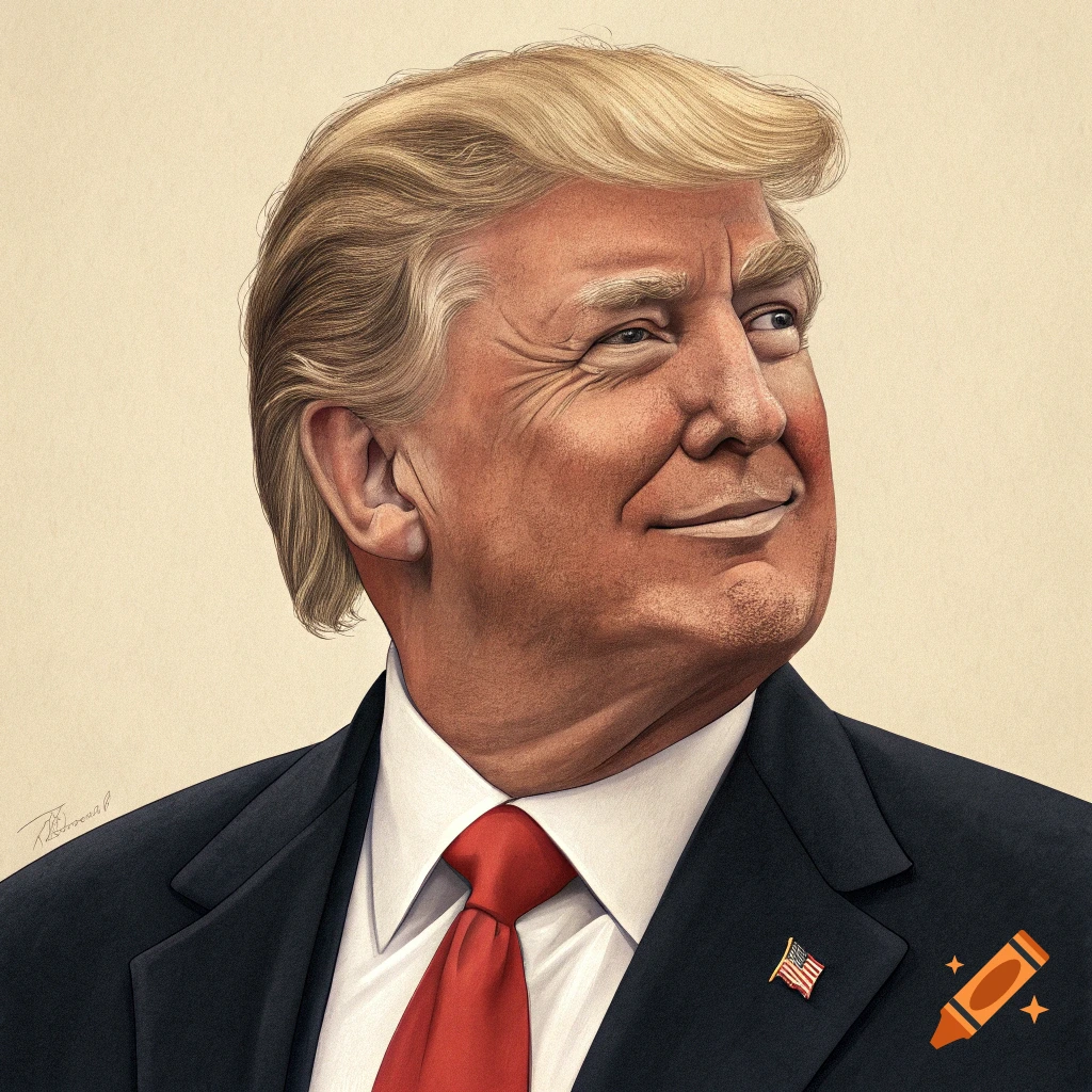 Caricature portrait of Donald Trump