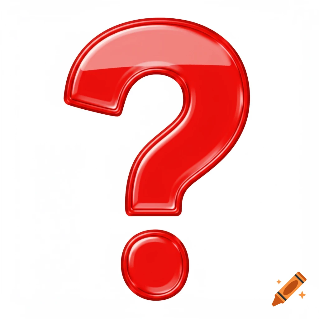 A shiny red question mark on a white background.