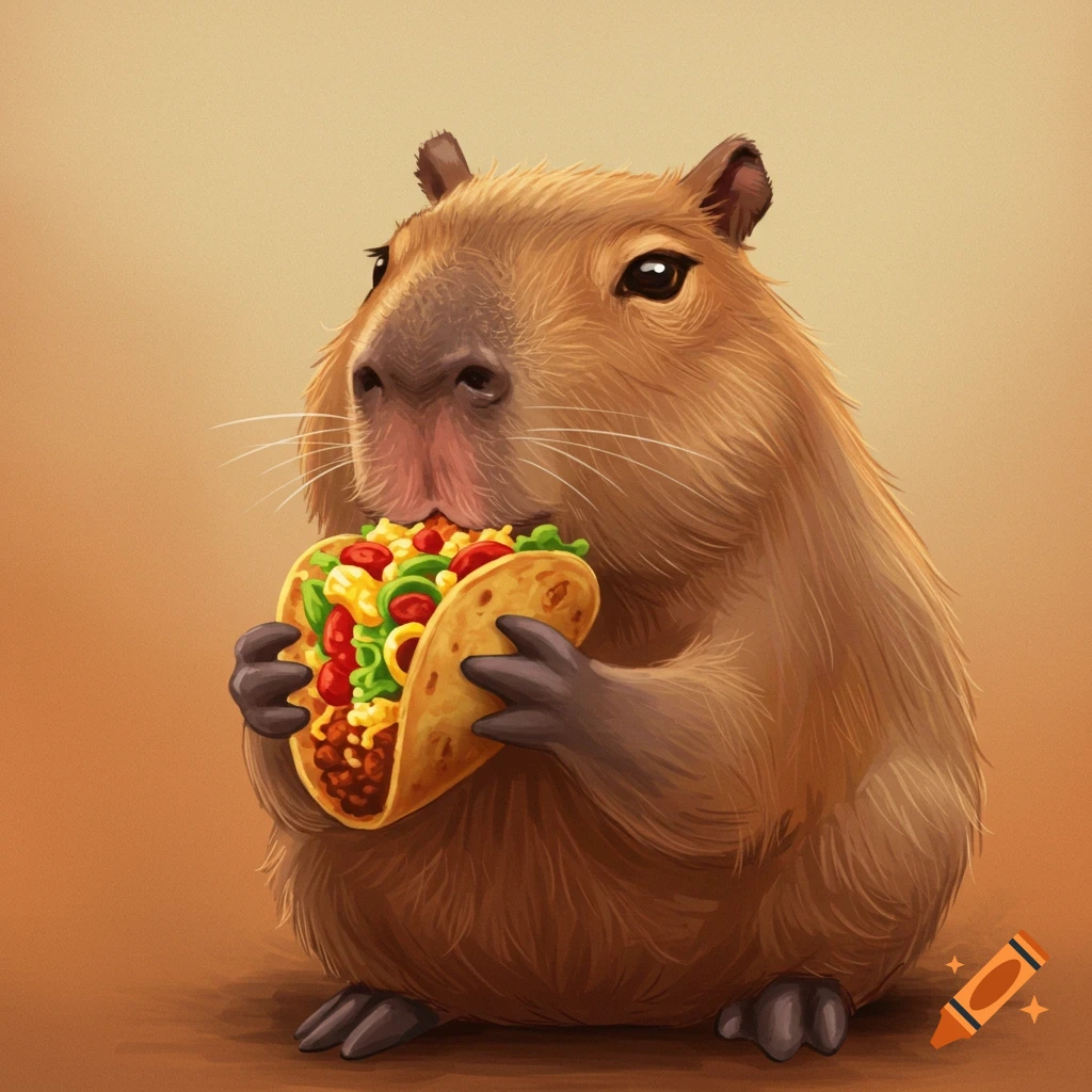 A capybara eating a taco.