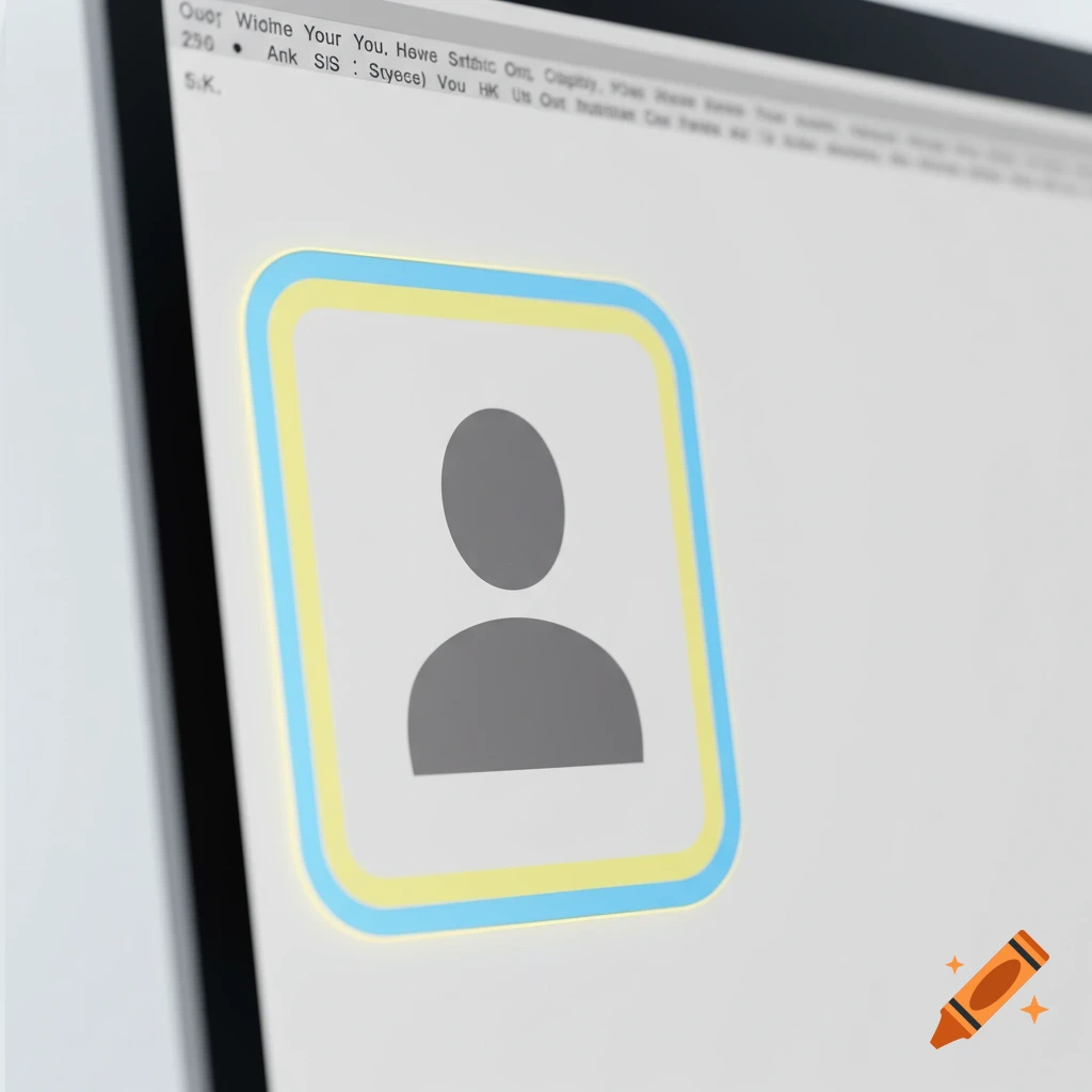 A user profile icon in a blue and yellow frame on a computer screen