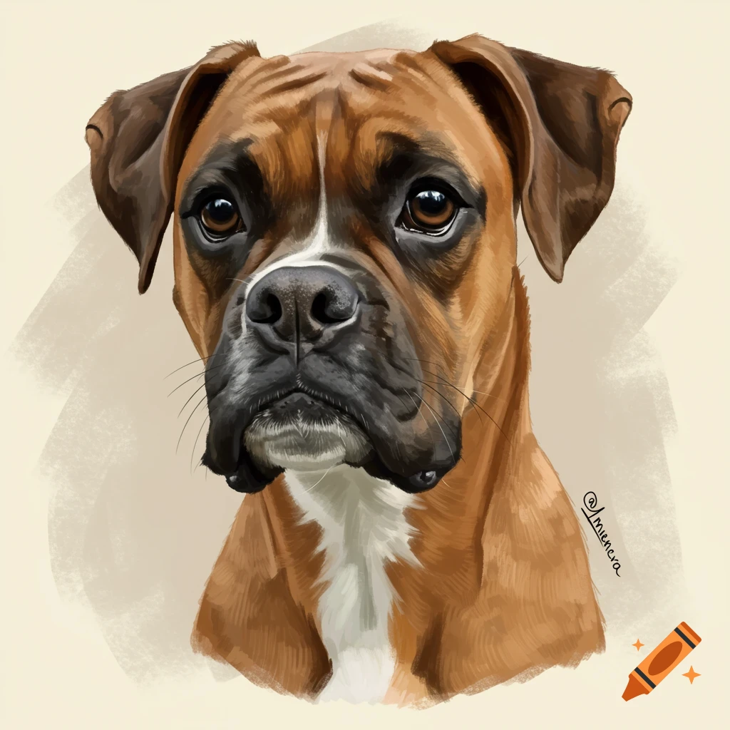 Portrait of a fawn Boxer dog