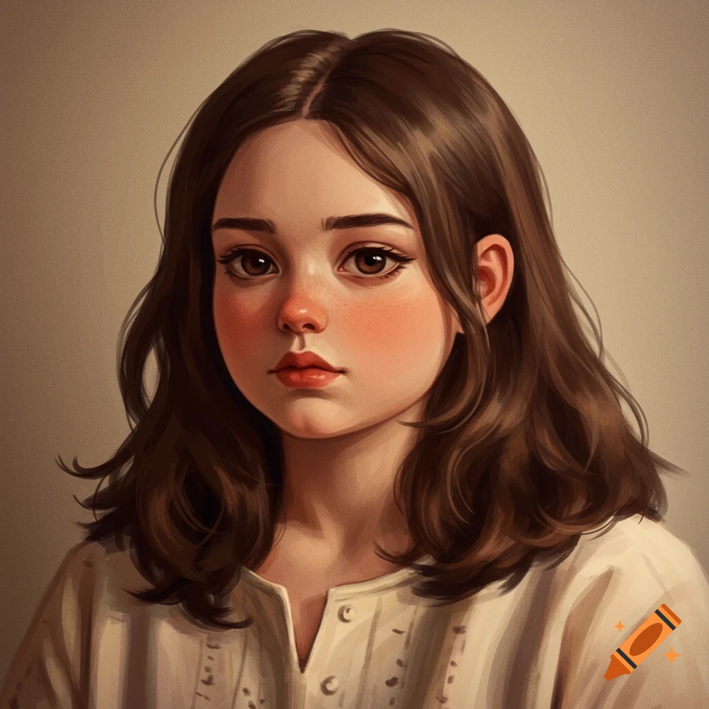 Portrait of a young girl with brown hair.